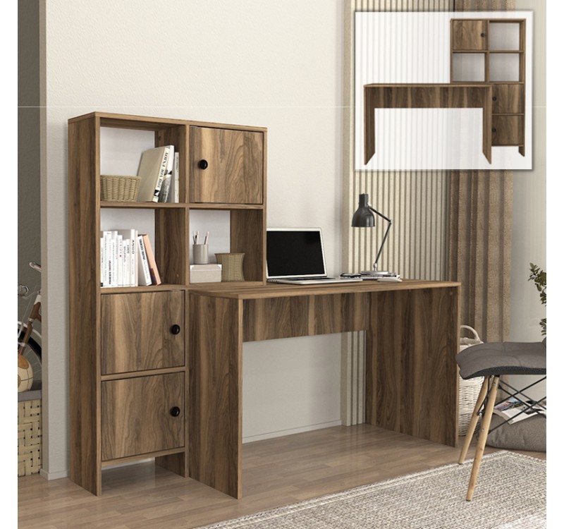 Γραφείο εργασίας Lesya Megapap αναστρέψιμο χρώμα καρυδί 159,2x59,6x141,2εκ.