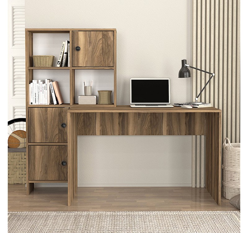 Γραφείο εργασίας Lesya Megapap αναστρέψιμο χρώμα καρυδί 159,2x59,6x141,2εκ.