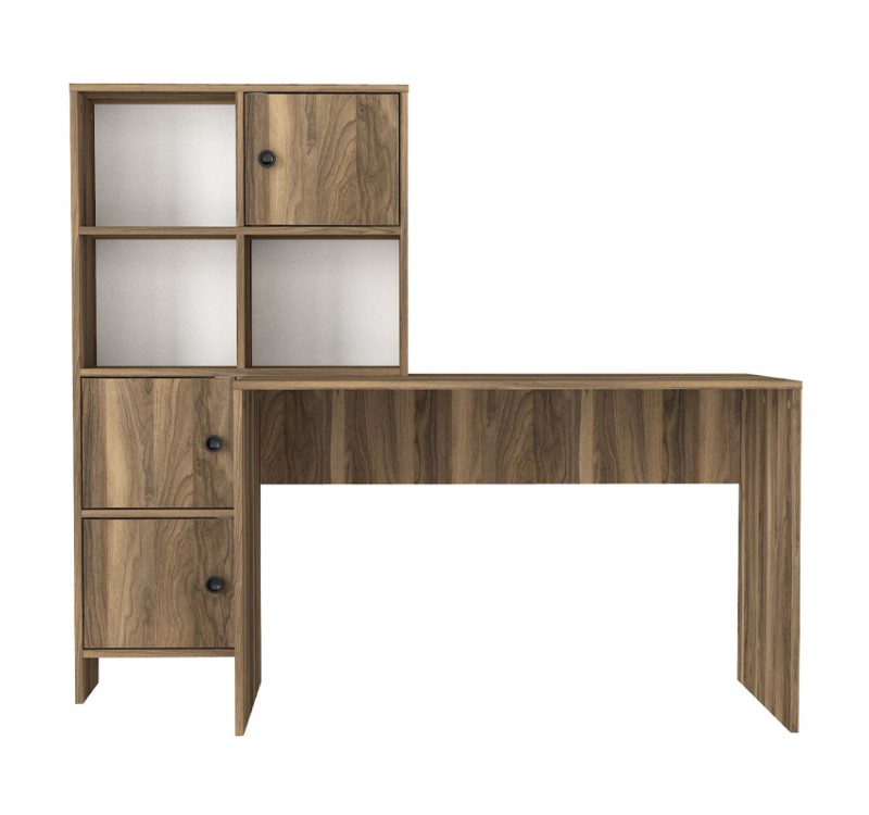 Γραφείο εργασίας Lesya Megapap αναστρέψιμο χρώμα καρυδί 159,2x59,6x141,2εκ.