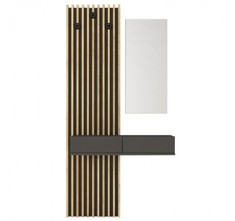 Έπιπλο εισόδου Elois Megapap χρώμα ανθρακί - sepet oak 96,6x26,8x195,5εκ.