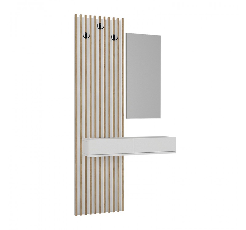 Έπιπλο εισόδου Elois Megapap χρώμα λευκό - sepet oak 96,6x26,8x195,5εκ.