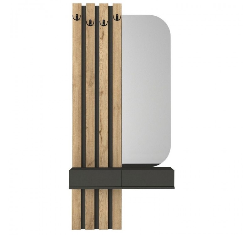 Έπιπλο εισόδου Reyas Megapap χρώμα ανθρακί - sepet oak 90x27x205,6εκ.