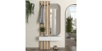 Έπιπλο εισόδου Reyas Megapap χρώμα λευκό - sepet oak 90x27x205,6εκ.