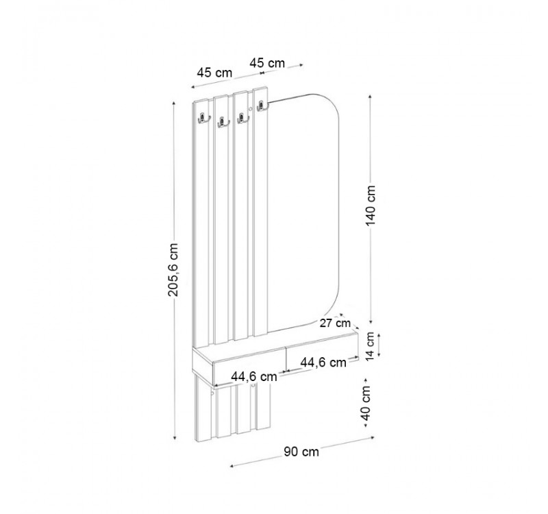 Έπιπλο εισόδου Reyas Megapap χρώμα λευκό - sepet oak 90x27x205,6εκ.