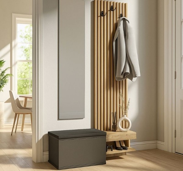Έπιπλο εισόδου Dumont Megapap χρώμα ανθρακί - sepet oak 104,8x35x198εκ.