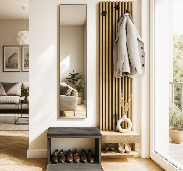 Έπιπλο εισόδου Dumont Megapap χρώμα ανθρακί - sepet oak 104,8x35x198εκ.