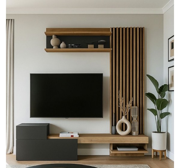 Σύνθεση τηλεόρασης Dumont Megapap χρώμα ανθρακί - sepet oak 180x36,8x200εκ.