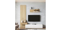 Σύνθεση τηλεόρασης Rosaline Megapap χρώμα λευκό - sepet oak 183x31,3x196,9εκ.