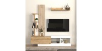 Σύνθεση τηλεόρασης Vermont Megapap χρώμα λευκό - sepet oak 180x40x193,8εκ.