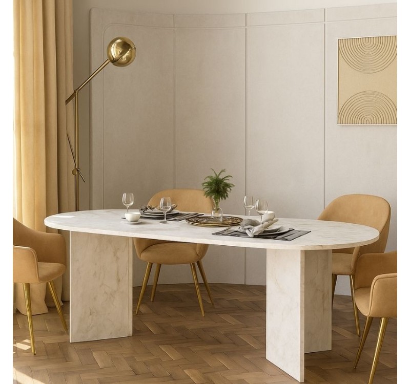 Τραπέζι Cortado Megapap χρώμα λευκό εφέ μαρμάρου 200x90x74εκ.