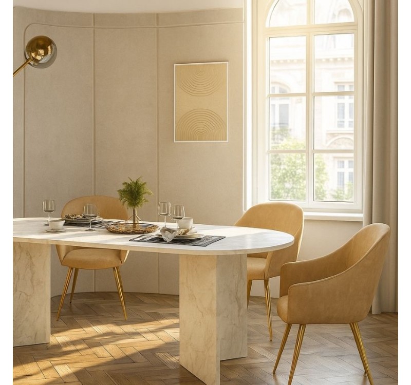 Τραπέζι Cortado Megapap χρώμα λευκό εφέ μαρμάρου 200x90x74εκ.