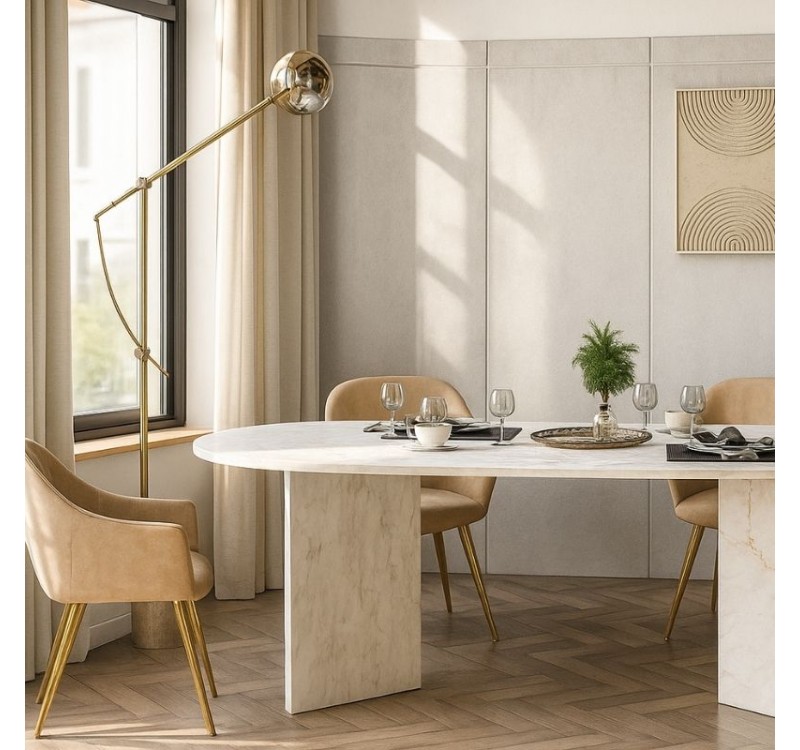 Τραπέζι Cortado Megapap χρώμα λευκό εφέ μαρμάρου 200x90x74εκ.