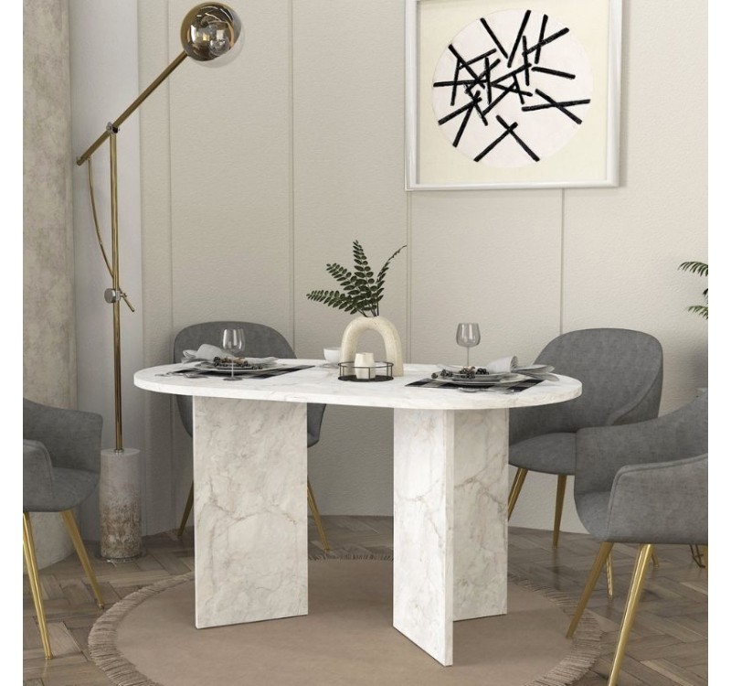 Τραπέζι Cortado Megapap χρώμα λευκό εφέ μαρμάρου 138x80x75εκ.