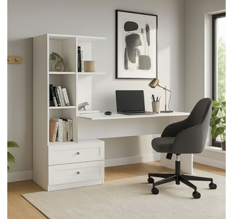 Γραφείο εργασίας Mantra Megapap χρώμα λευκό 150x60x152εκ.