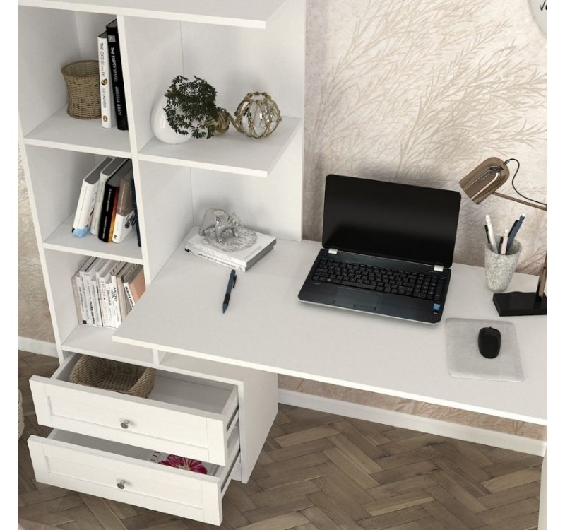 Γραφείο εργασίας Mantra Megapap χρώμα λευκό 150x60x152εκ.