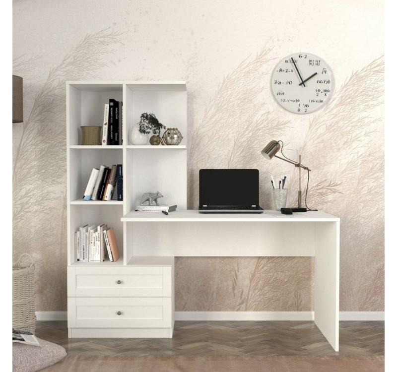 Γραφείο εργασίας Mantra Megapap χρώμα λευκό 150x60x152εκ.