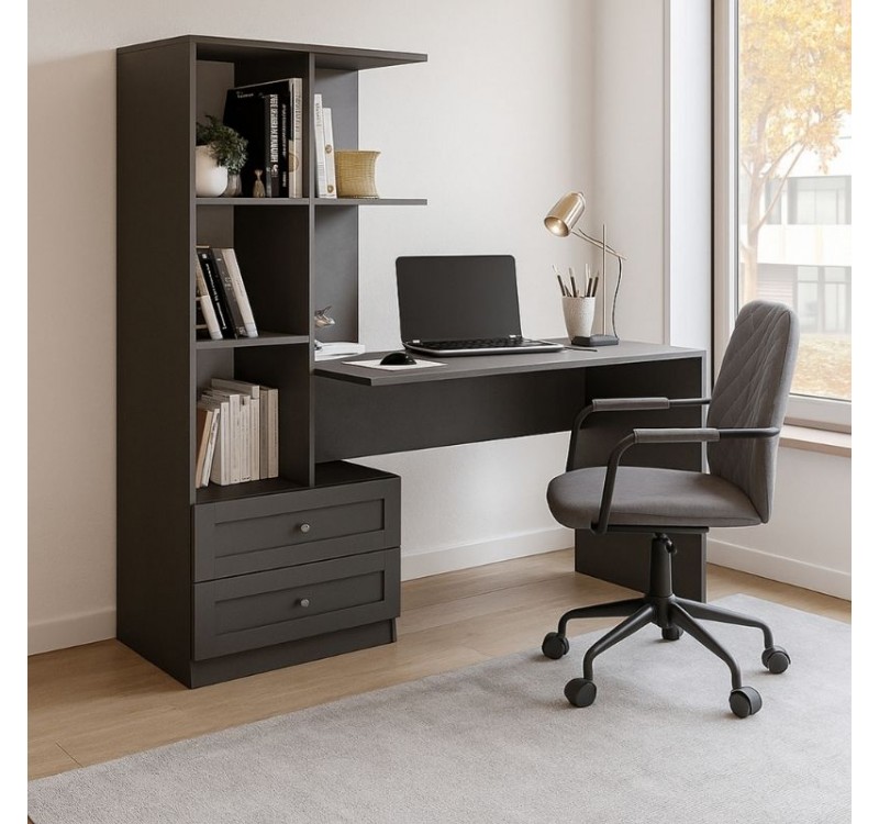 Γραφείο εργασίας Mantra Megapap χρώμα ανθρακί 150x60x152εκ.