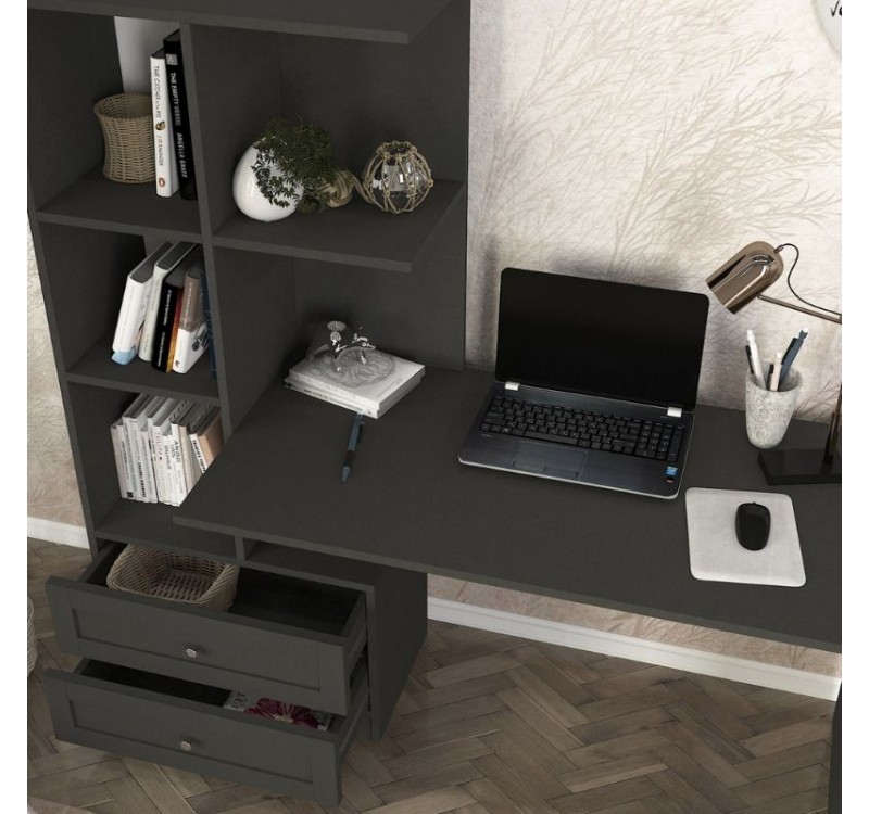 Γραφείο εργασίας Mantra Megapap χρώμα ανθρακί 150x60x152εκ.