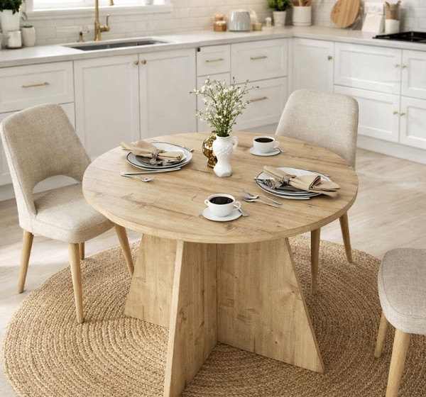 Τραπέζι Tailor Megapap χρώμα sapphire oak Ø100x75,7εκ.