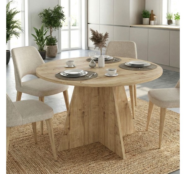 Τραπέζι Tailor Megapap χρώμα sapphire oak Ø120x75,7εκ.