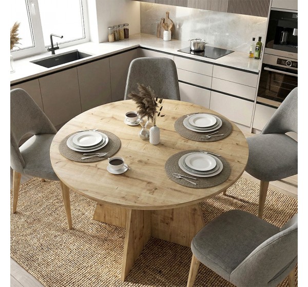 Τραπέζι Tailor Megapap χρώμα sapphire oak Ø120x75,7εκ.