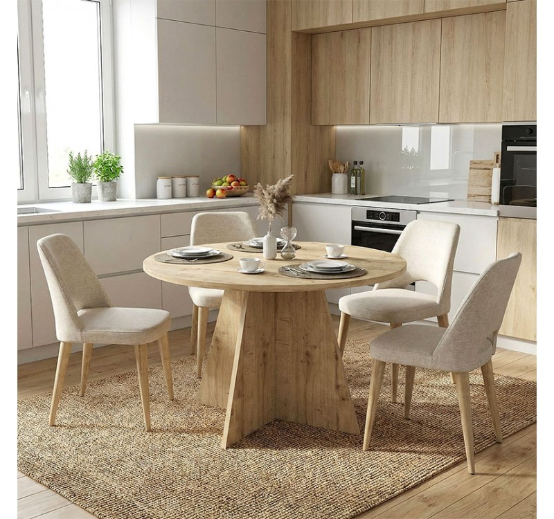 Τραπέζι Tailor Megapap χρώμα sapphire oak Ø120x75,7εκ.