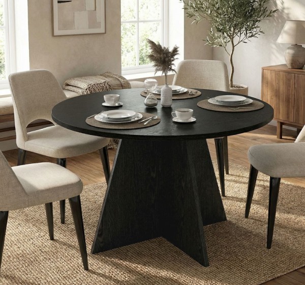 Τραπέζι Tailor Megapap χρώμα sencron black Ø120x75,7εκ.