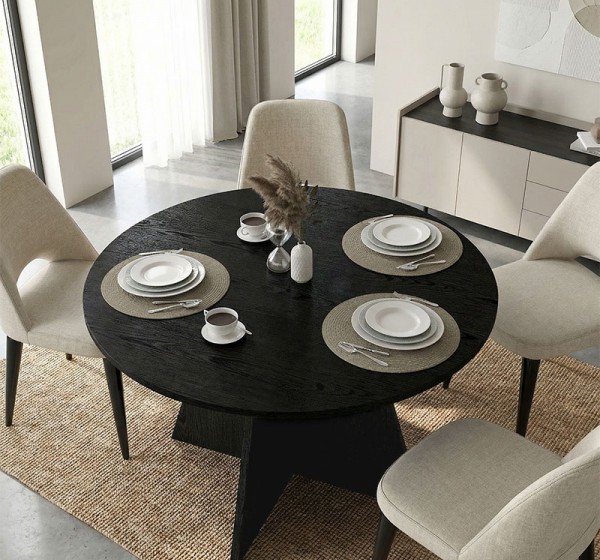 Τραπέζι Tailor Megapap χρώμα sencron black Ø120x75,7εκ.