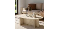 Τραπεζάκι σαλονιού Ravey Megapap χρώμα travertine 120x60x39,6εκ.