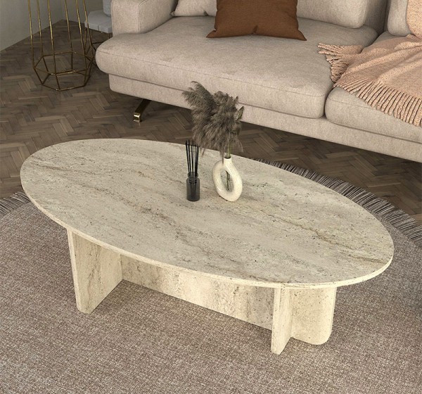 Τραπεζάκι σαλονιού Ravey Megapap χρώμα travertine 120x60x39,8εκ.