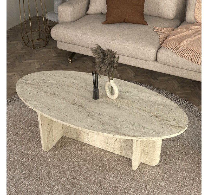 Τραπεζάκι σαλονιού Ravey Megapap χρώμα travertine 120x60x39,6εκ.