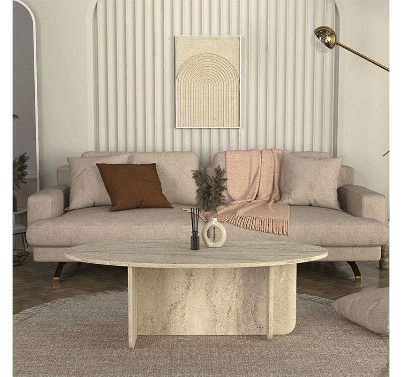 Τραπεζάκι σαλονιού Ravey Megapap χρώμα travertine 120x60x39,6εκ.