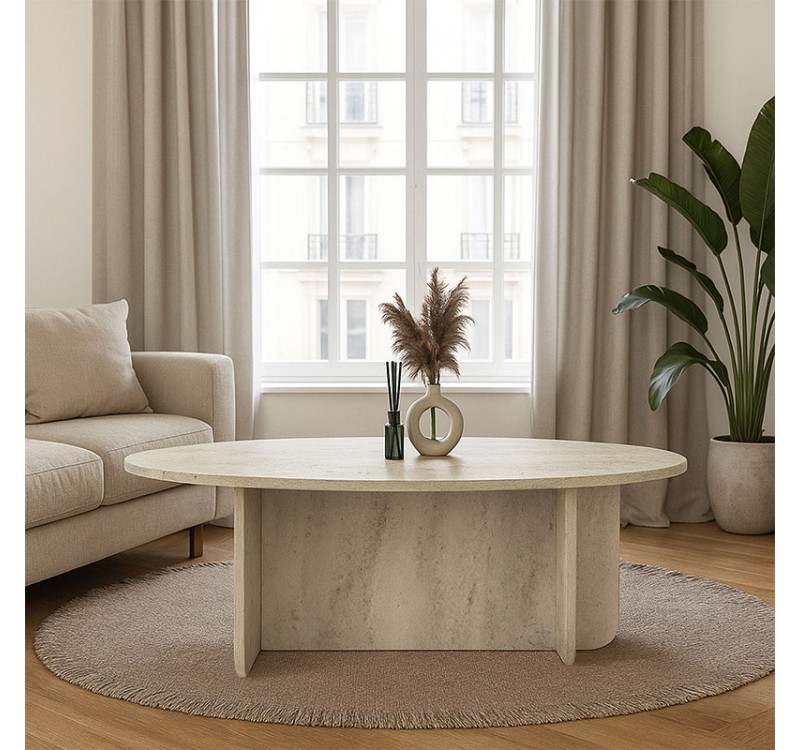 Τραπεζάκι σαλονιού Ravey Megapap χρώμα travertine 120x60x39,6εκ.