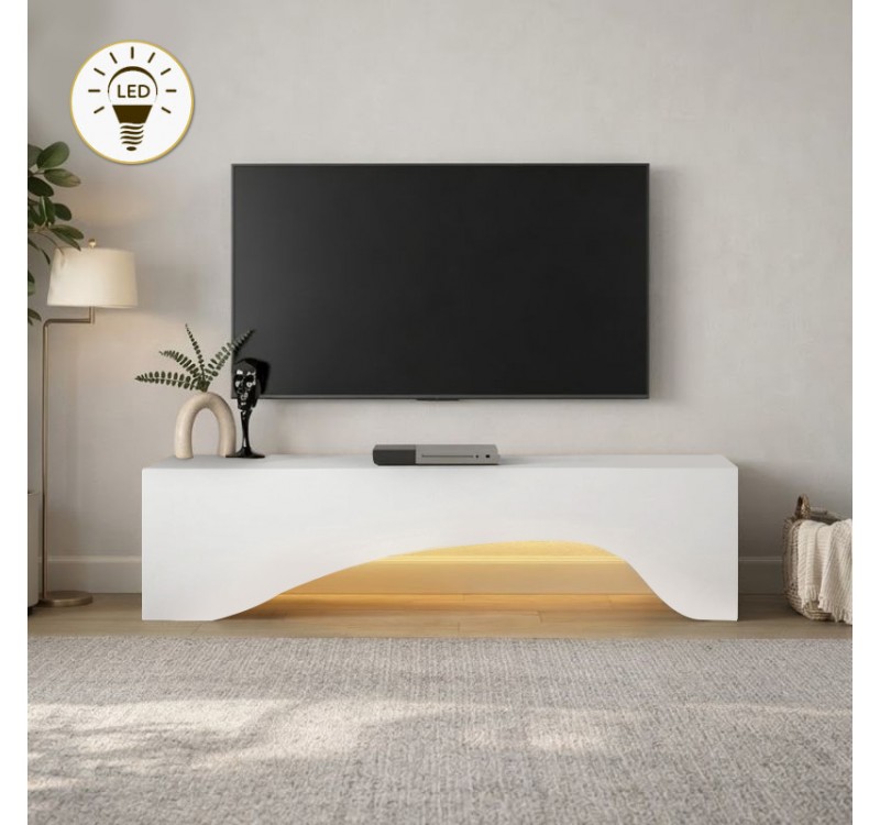 Έπιπλο τηλεόρασης Mara Megapap με LED χρώμα λευκό 150x31,4x40εκ.