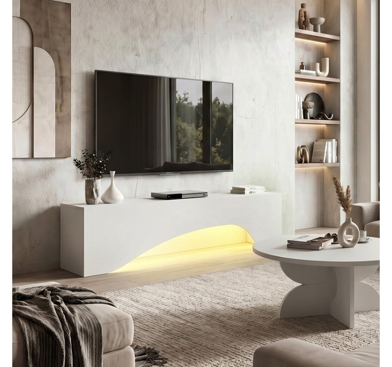 Έπιπλο τηλεόρασης Mara Megapap με LED χρώμα λευκό 150x31,4x40εκ.