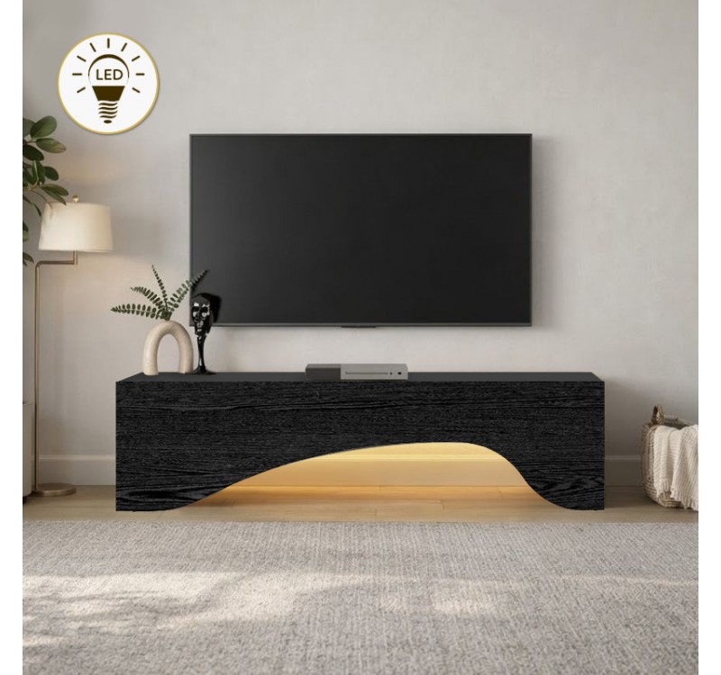 Έπιπλο τηλεόρασης Mara Megapap με LED χρώμα sencron black 150x31,4x40εκ.