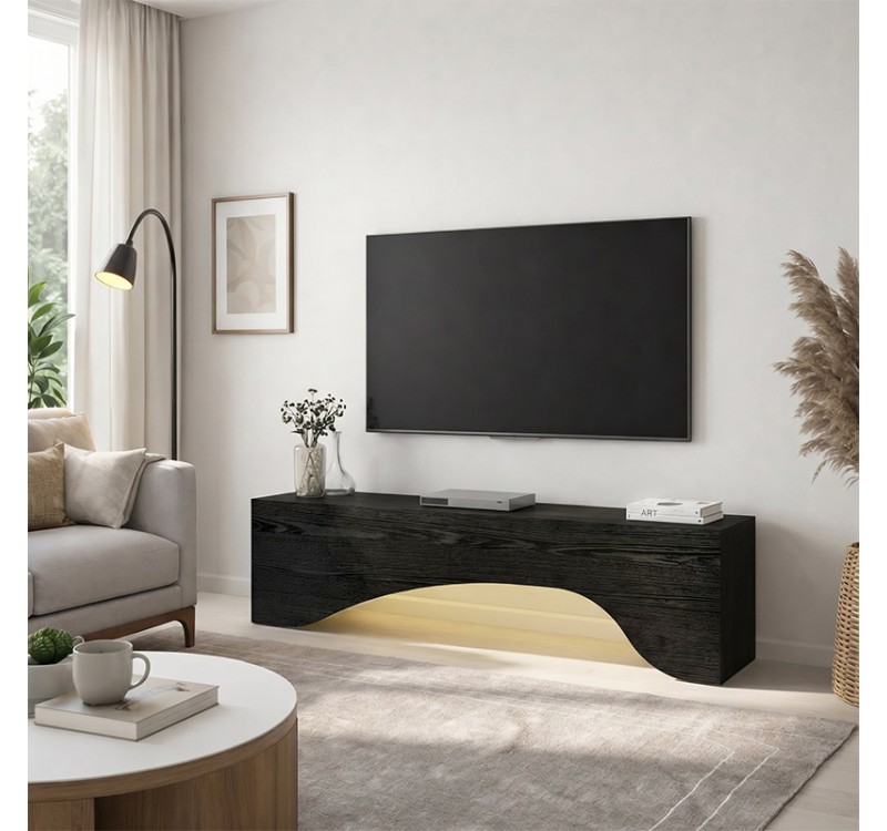Έπιπλο τηλεόρασης Mara Megapap με LED χρώμα sencron black 150x31,4x40εκ.