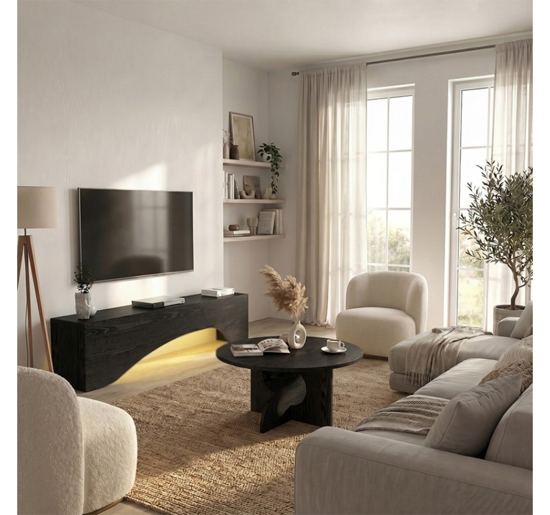 Έπιπλο τηλεόρασης Mara Megapap με LED χρώμα sencron black 150x31,4x40εκ.