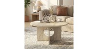 Τραπεζάκι σαλονιού Mara Megapap χρώμα travertine Ø75x36,8εκ.