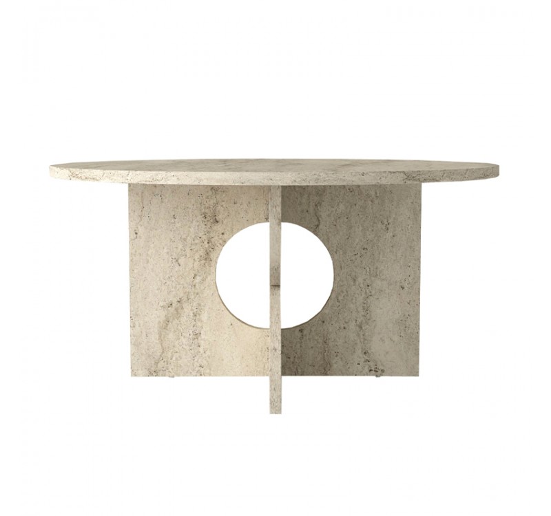 Τραπεζάκι σαλονιού Mara Megapap χρώμα travertine Ø75x36,8εκ.