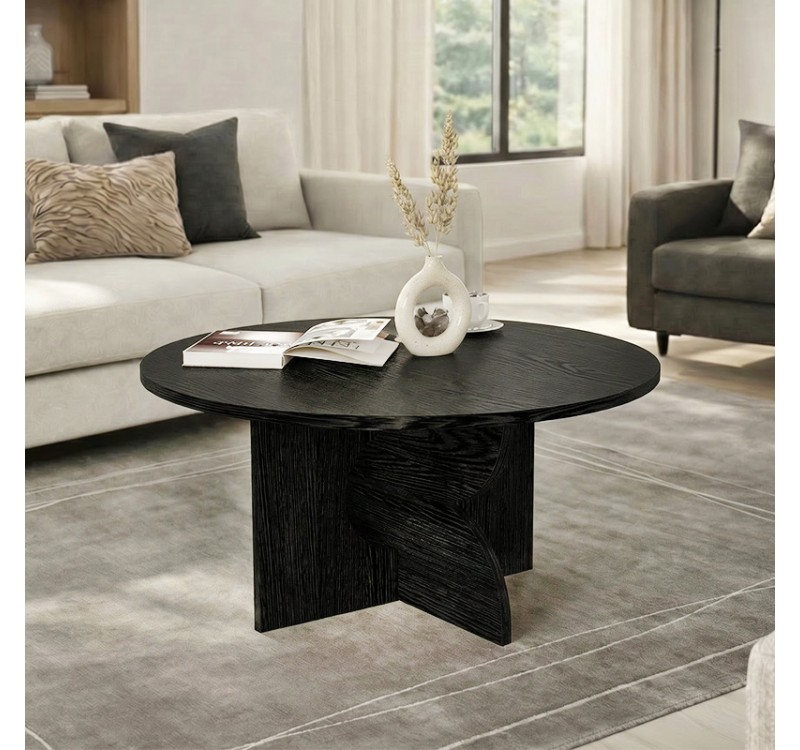Τραπεζάκι σαλονιού Mara Megapap χρώμα sencron black Ø75x36,8εκ.