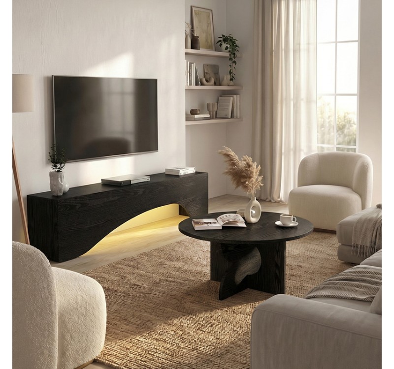 Τραπεζάκι σαλονιού Mara Megapap χρώμα sencron black Ø75x36,8εκ.