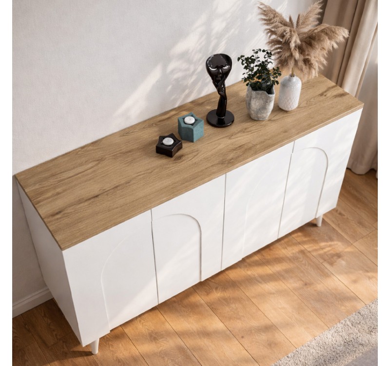 Μπουφές Bono Megapap χρώμα λευκό - sepet oak 150x45x74,6εκ.