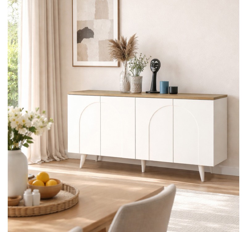 Μπουφές Bono Megapap χρώμα λευκό - sepet oak 150x45x74,6εκ.