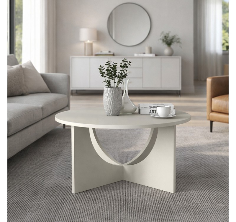 Τραπεζάκι σαλονιού Lemmar Megapap χρώμα sandstone Ø75x36,8εκ.