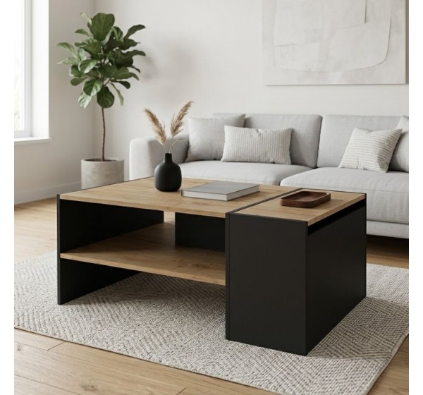 Τραπεζάκι σαλονιού Izia Megapap χρώμα sapphire oak - ανθρακί 110x60x45εκ.