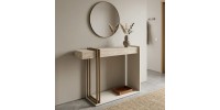 Κονσόλα Desca Megapap χρώμα travertine - sandstone - χρυσό 91,8x29,6x74,2εκ.