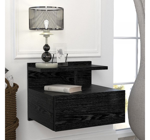 Κομοδίνο επιτοίχιο Mislina Megapap χρώμα sencron black 40x33,2x32εκ.