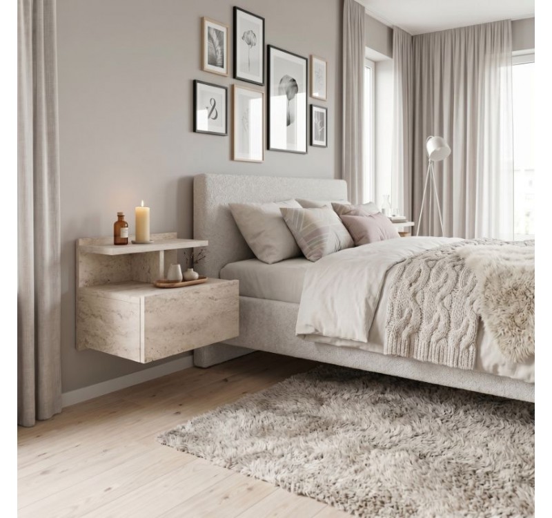 Κομοδίνο επιτοίχιο Mislina Megapap χρώμα travertine 40x33,2x32εκ.