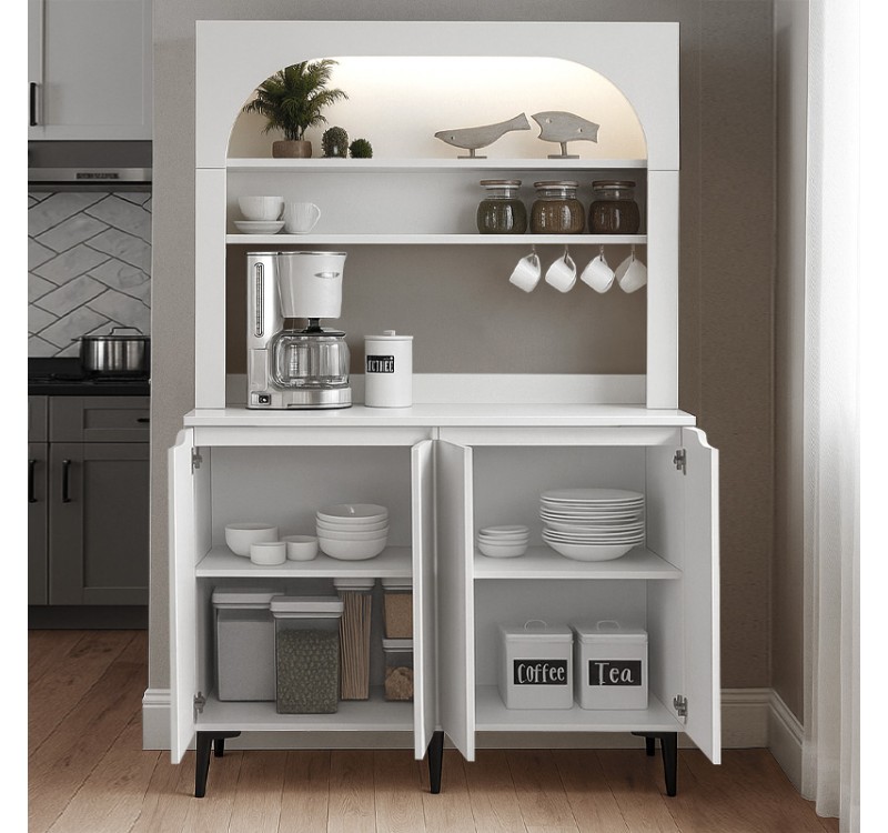 Έπιπλο κουζίνας με LED Melinta 4 Megapap χρώμα λευκό 120x40x181,8εκ.